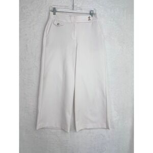 Rachel Zoe Wide Leg Cropped Pants Womens Size 4 Cream High Waisted Dressy